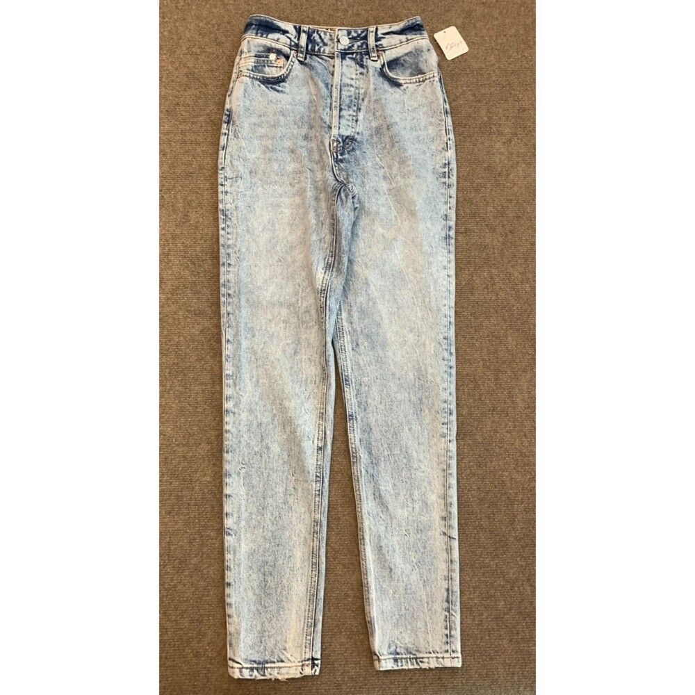 Free People Jeans Womens 24 High Rise Zuri Mom Acid Wash We The Free Y2K Denim